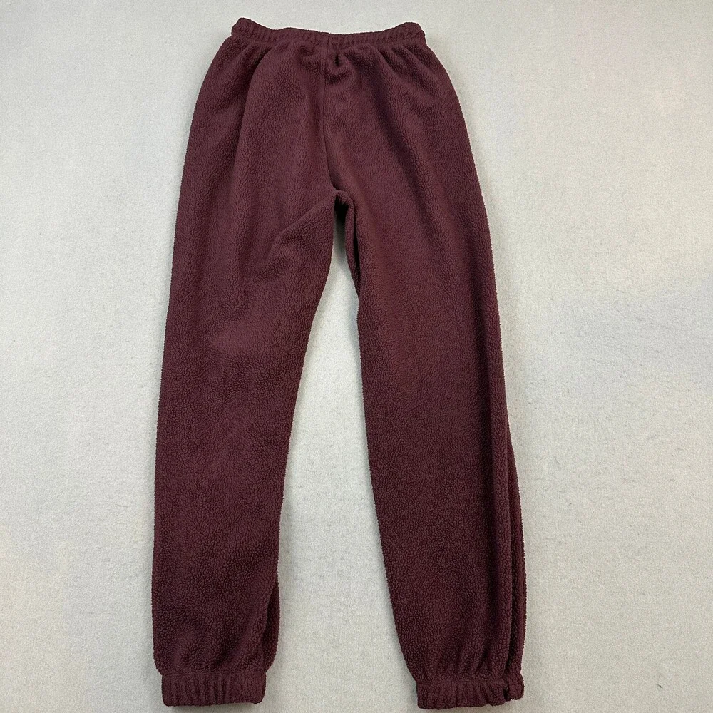Nike Pants Women Small Burgundy Solid Fleece Jogger Drawstring Swoosh Pockets S